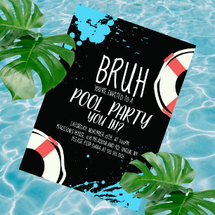 Invitación Cumpleaños salvavidas de la fiesta de la piscina B