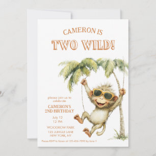 Invitación Cumpleaños segundo de dos monos salvajes