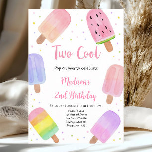Invitación Cumpleaños Segundo de Dos Paletas Rosadas Geniales