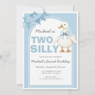 Invitación Cumpleaños Segundo de Niño Azul Dos Gansos Tontos