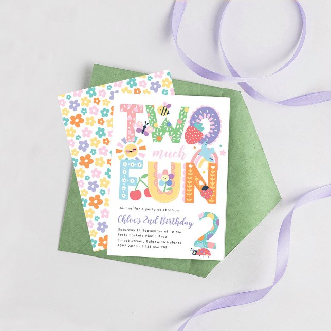 Invitación Cumpleaños Segundo Floral Primavera Pastel, Dos Mu (Subido por el creador)