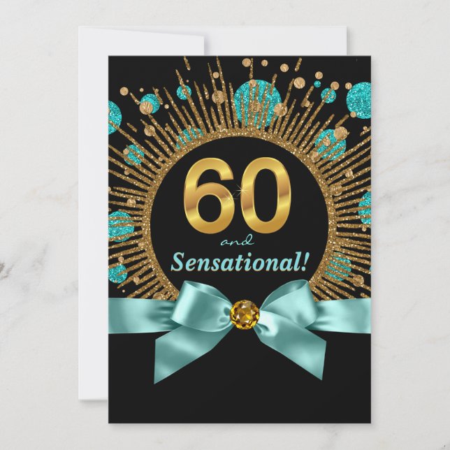 Invitación Cumpleaños sensacional de 60 años de una mujer (Anverso)