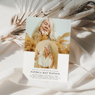Invitación Cumpleaños Sesenta Estilo Minimalista