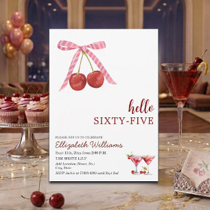 Invitación Cumpleaños Sesenta y Cinco Cherry Martini Fiesta