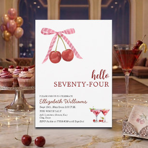 Invitación Cumpleaños Sesenta y Cuatro Martini de Cereza