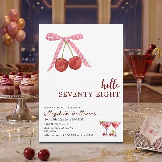 Invitación Cumpleaños Sesenta y Ocho Martini de Cereza (Subido por el creador)