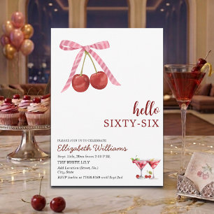 Invitación Cumpleaños Sesenta y Seis Fiesta de Cherry Martini