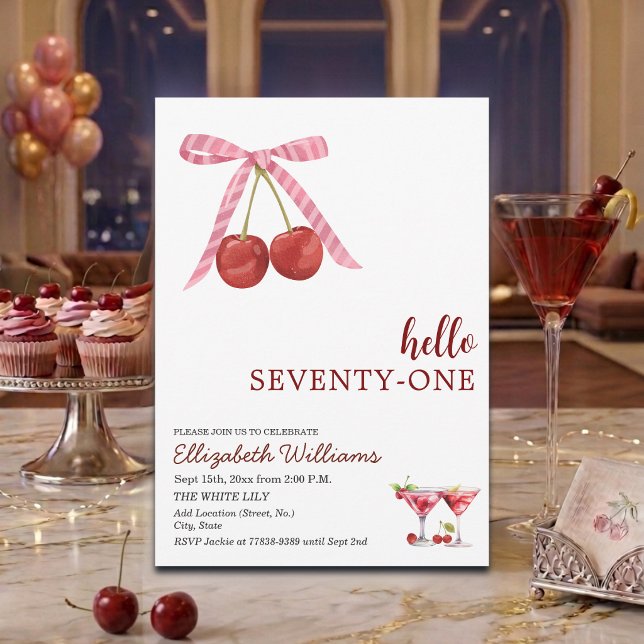 Invitación Cumpleaños Sesenta y Uno Martini de Cereza (Subido por el creador)