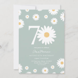 Invitación Cumpleaños setenta Elegante Daisy Hito
