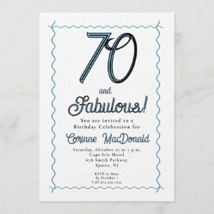 Invitación Cumpleaños setenta y fabuloso azul ártico