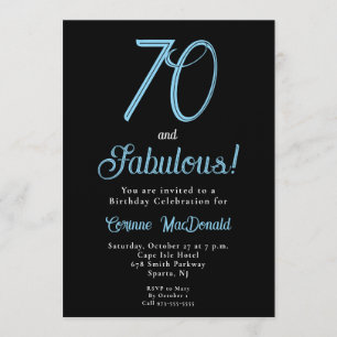Invitación Cumpleaños setenta y fabuloso azul ártico