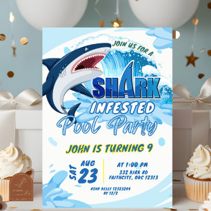 Invitación cumpleaños sharktastic