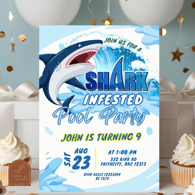 Invitación cumpleaños sharktástico  (Subido por el creador)