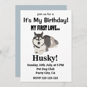 Invitación Cumpleaños Siberian Husky Dog
