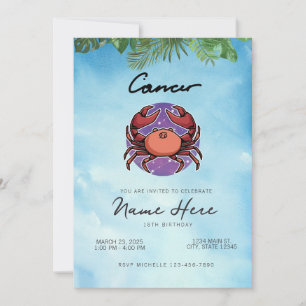 Invitación Cumpleaños signo zodiacal Cáncer