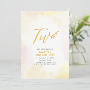 Invitación Cumpleaños Simple Corazones Amarillos Dos 2