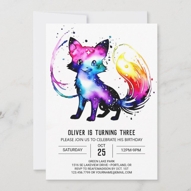 Invitación Cumpleaños simple de Fox Digital Boy (Anverso)