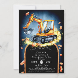 Invitación Cumpleaños Simple De La Construcción Del Boho