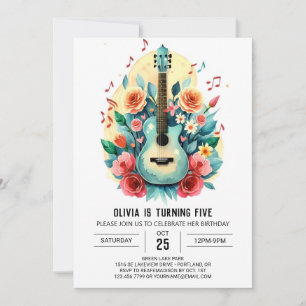 Invitación Cumpleaños simple de la guitarra Personalizable