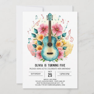 Invitación Cumpleaños simple de la guitarra Personalizado