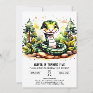 Invitación Cumpleaños simple de la serpiente