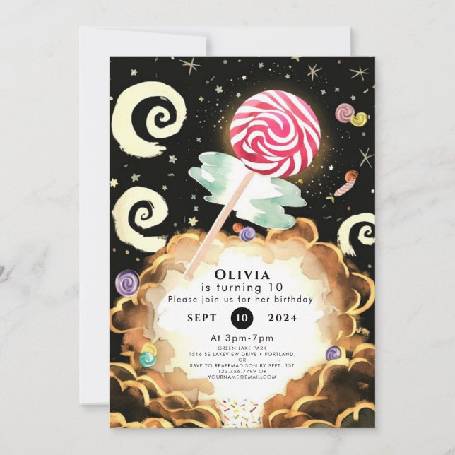 Invitación Cumpleaños simple del Boho Candyland (Anverso)