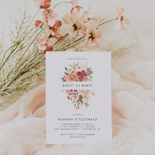 Invitación Cumpleaños Simple Floral Dulce 16