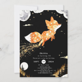 Invitación Cumpleaños Simple Forest Fox