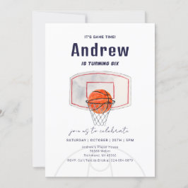 Invitación Cumpleaños simple personal de baloncesto con foto