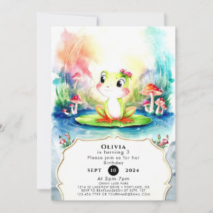 Invitación Cumpleaños simple y alegre de la rana