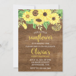 Invitación Cumpleaños Soleado Rústico con Girasoles Florales 