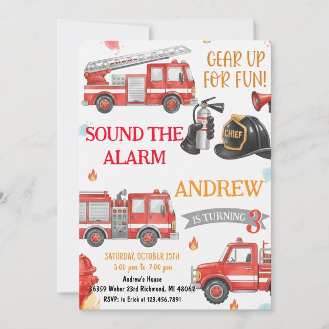 Invitación Cumpleaños Sonando La Alarma Personal (Anverso)