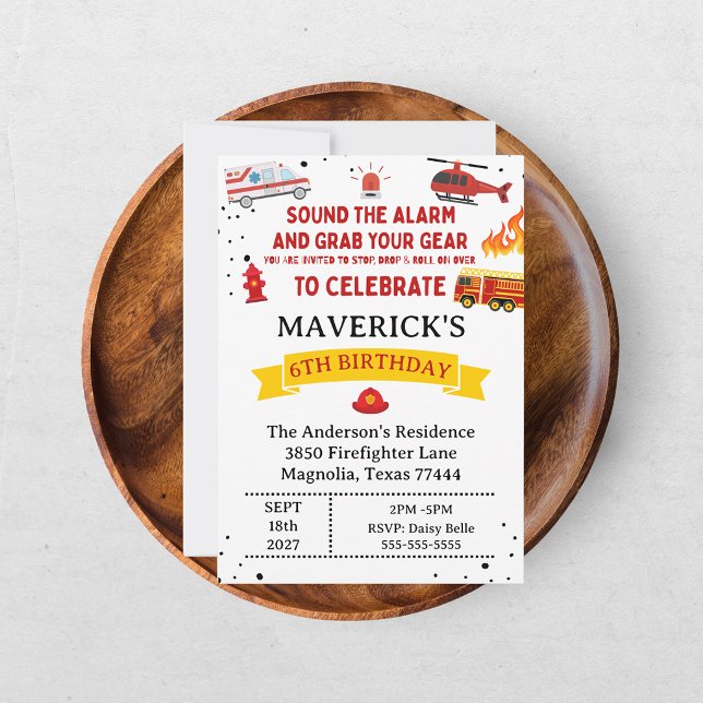 Invitación Cumpleaños Sonar La Alarma Bombero (Subido por el creador)