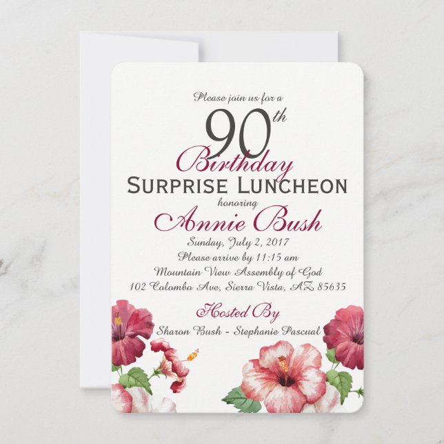 Invitación Cumpleaños sorpresa (Anverso)