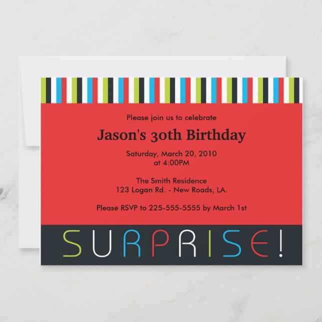 Invitación Cumpleaños sorpresa (Anverso)