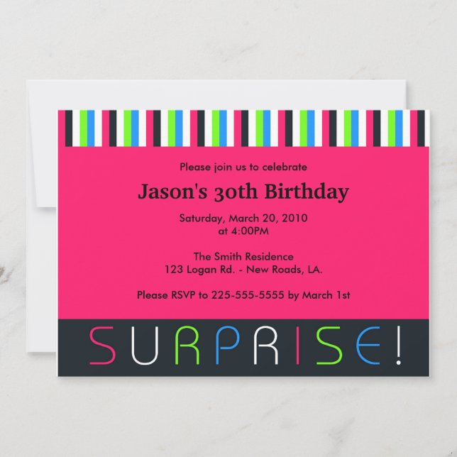 Invitación Cumpleaños sorpresa (Anverso)