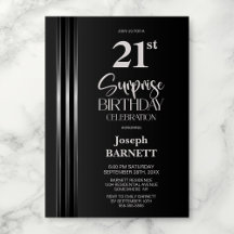 Cumpleaños Sorpresa 21 Gris Negro Rayado de Plata