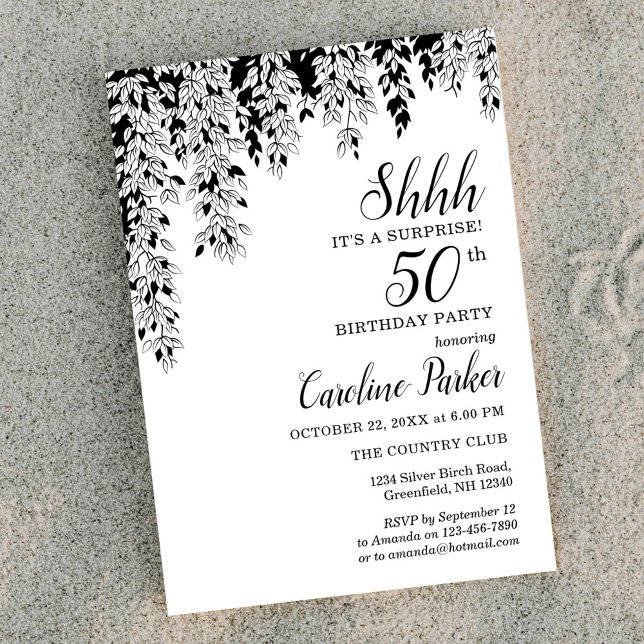 Invitación Cumpleaños Sorpresa 50 Aniversario Silver Birch (Subido por el creador)