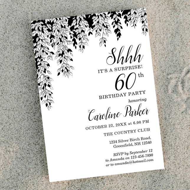 Invitación Cumpleaños Sorpresa 60 Aniversario Silver Birch (Subido por el creador)