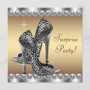 Invitación Cumpleaños sorpresa de mujer Chic Silver y Gold