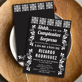 Invitación Cumpleaños sorpresa de Talavera española negra Fie
