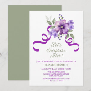 Invitación Cumpleaños Sorpresa Flor de Violeta Primavera