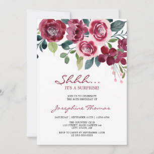 Invitación Cumpleaños Sorpresa Floral Rosa Magenta