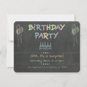 Invitación Cumpleaños Sorpresa Pizarra Tiza Personalizada