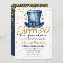 Invitación Cumpleaños Sorpresivo Manténgalo Bajo Su Gorra