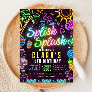 Invitación Cumpleaños Splash - Fiesta de Piscina Editable