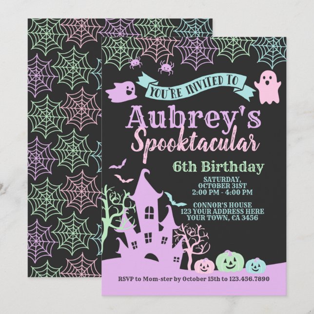 Invitación Cumpleaños Spooktacular de Halloween (Anverso / Reverso)