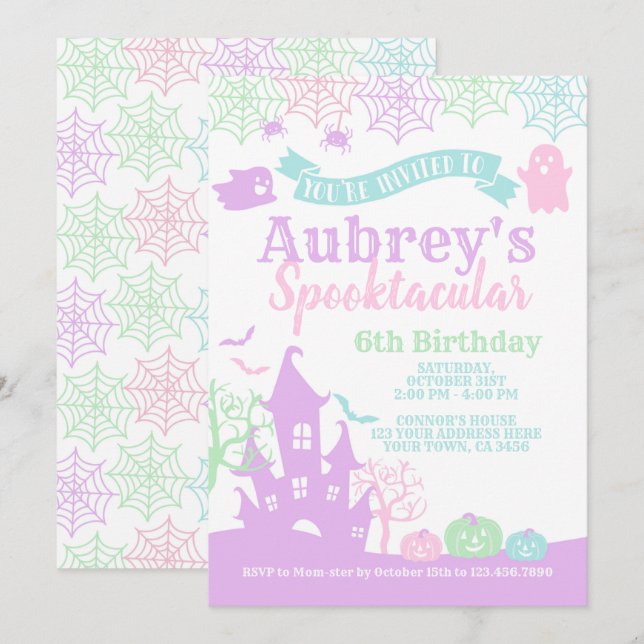 Invitación Cumpleaños Spooktacular de Halloween (Anverso / Reverso)
