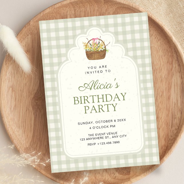 Invitación Cumpleaños suave Verde Vintage (Subido por el creador)