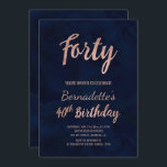 Invitación Cumpleaños subió acuarela del oro de los azules<br><div class="desc">Acuarela elegante de los azules marinos y cumpleaños de la moda color de rosa del oro 40.o. ¡Si usted necesita algún texto cambiado y modificado para requisitos particulares no vacile en entrarme en contacto con!</div>